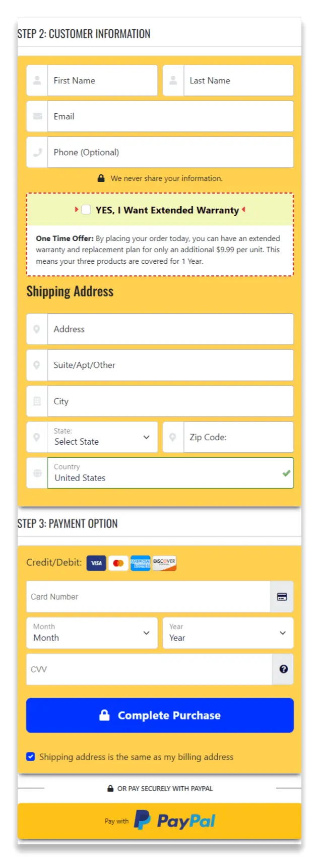 Glucavit-Checkout-Seite